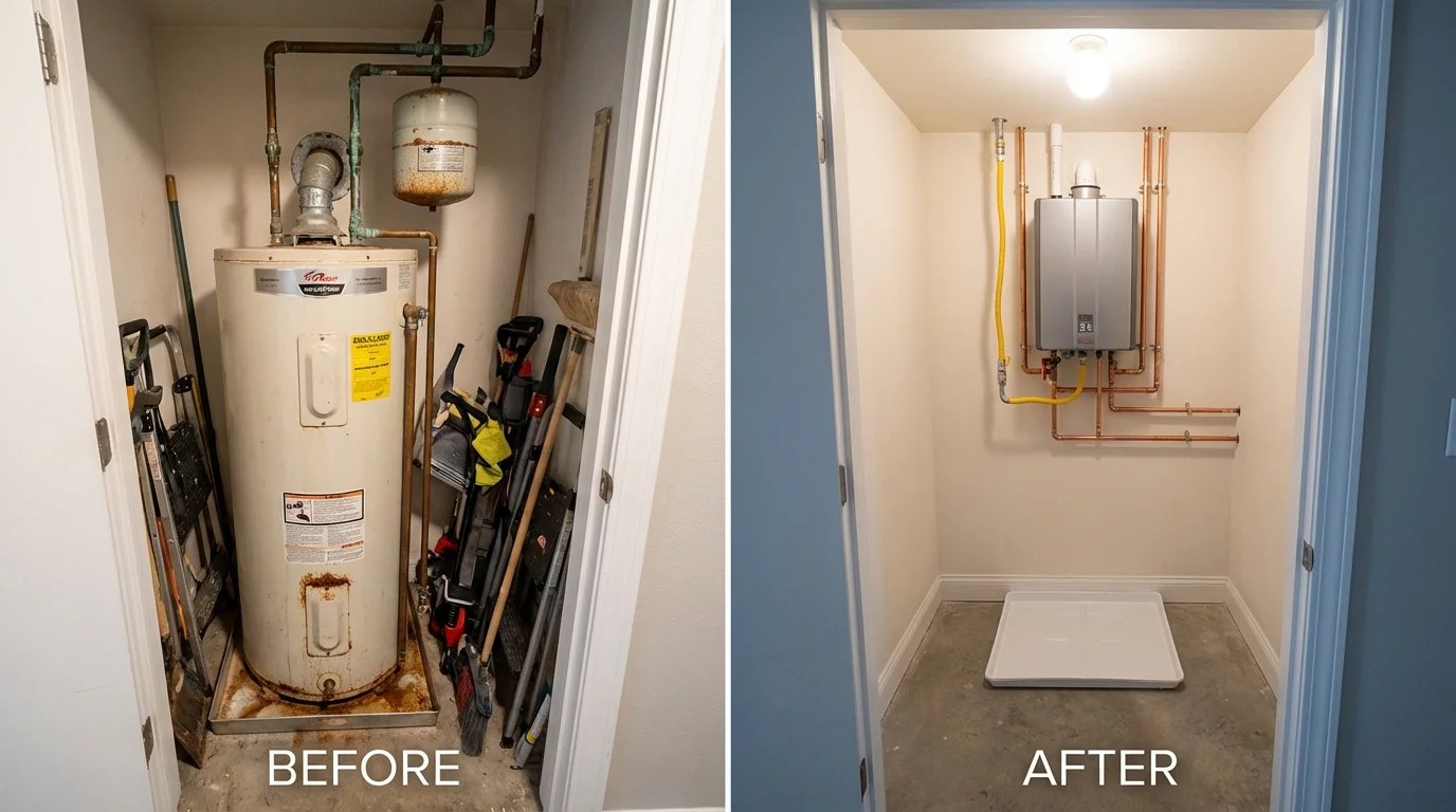 Tank water heater versus wall-mounted tankless unit comparison for Lodi, NJ homeowners