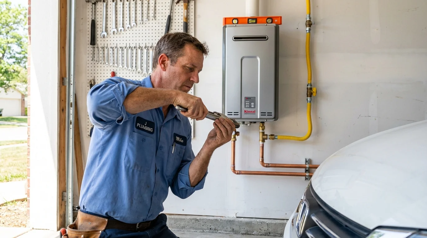 Tankless water heater installation by a Johns Plumbing LLC plumber in Lodi